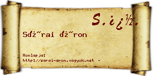 Sárai Áron névjegykártya